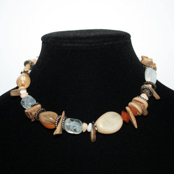 Beautiful Boho necklace with stones and wood beads
